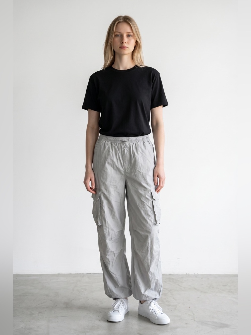 Charlotte Russe Pale Gray Cargo Joggers